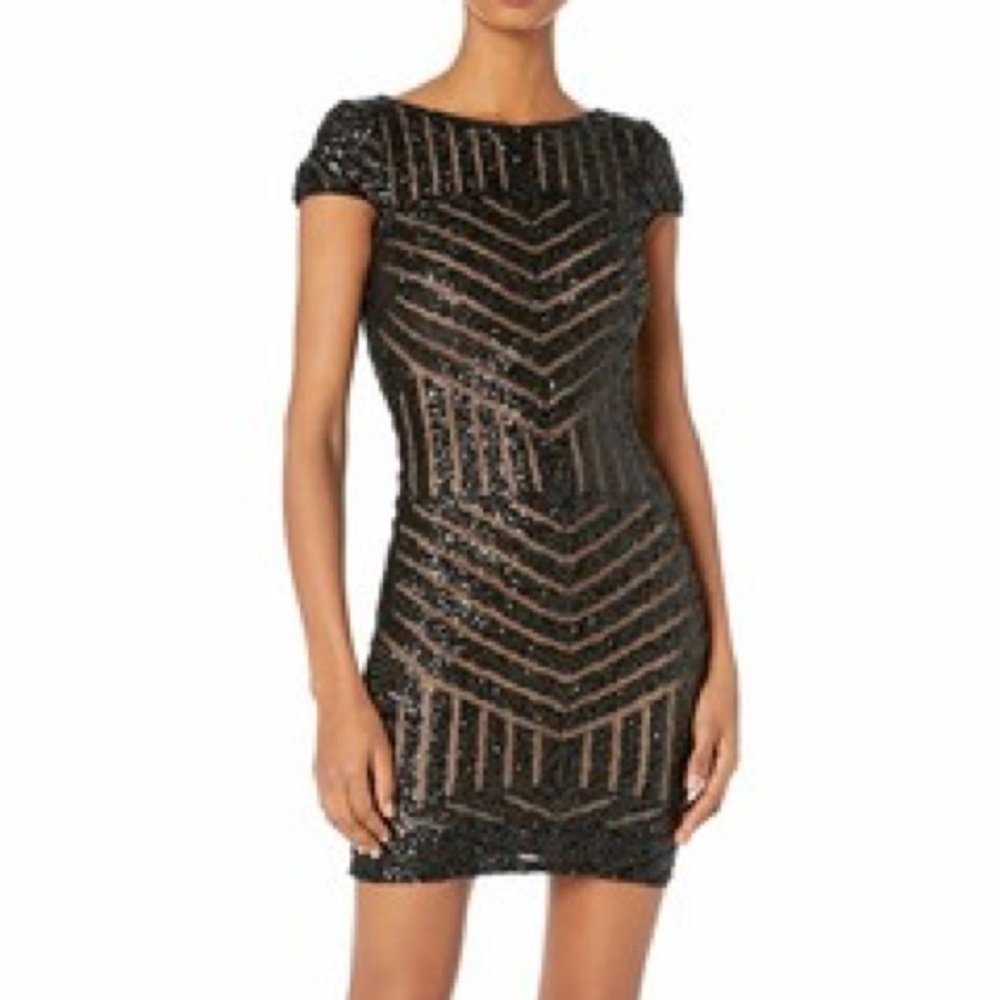 Dress the Population Women's Tabitha Cap Sleeve Sequin Mini Dress